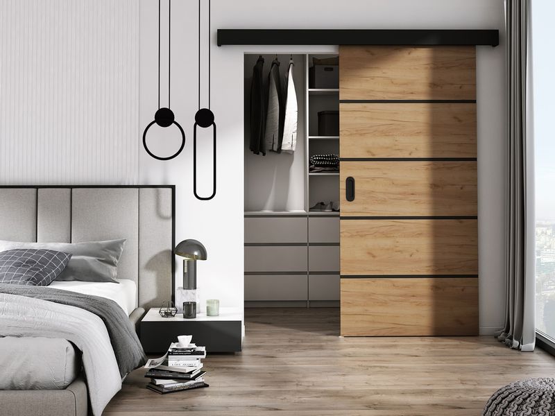 Drzwi przesuwne białe Black line 76 cały zestaw zdjęcie 3