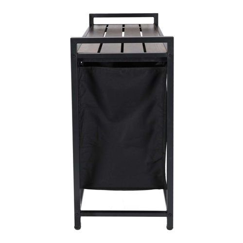 Kosz na Pranie Bieliznę 2 Komory z Drewnianą Półką Blatem Pojemnik Loft 92L na Arena.pl