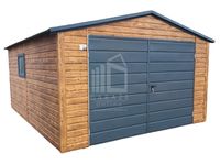 Garaż Blaszany 4x5 Brama - okno PCV - Drewnopodobny ID447