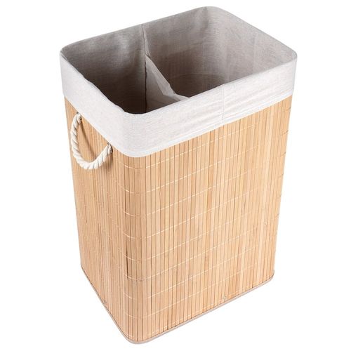 Kosz Łazienkowy Pojemnik na Pranie Odzież Bieliznę Bambusowy Drewniany 70L na Arena.pl