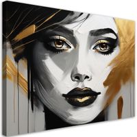 Obraz nowoczesny do salonu, Twarz kobiety z elementami złota 45x30