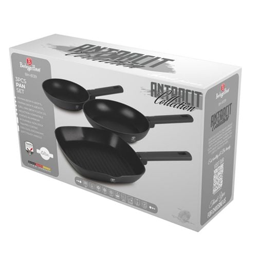 zestaw 3 patelni tytanowych berlinger haus bh-8139 antracit na Arena.pl