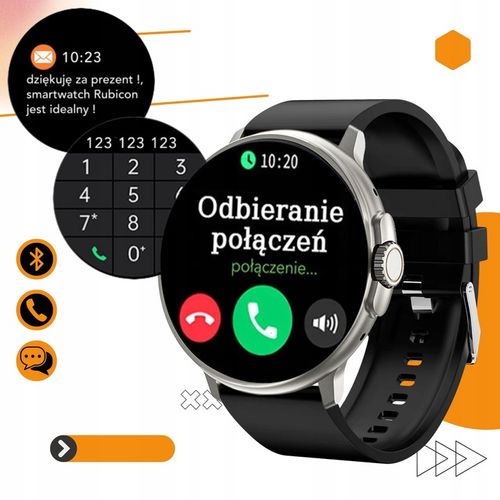 Zegarek męski SMARTWATCH Rubicon ROZMOWY KROKI SMS Sportowy MENU PL na Arena.pl