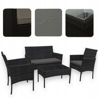 ZESTAW MEBLI OGRODOWYCH SFS010 MTG MEBLE OGRODOWE TECHNORATTAN CZARNY