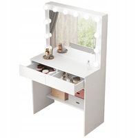 TOALETKA KOSMETYCZNA MAKIJAŻU WIZAŻU Z LUSTREM LED NOWOCZESNA GLAMOUR LOFT