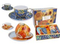 Kpl. 2 filiżanek ze spodkami V. van Gogh, Słoneczniki i Irysy CARMANI