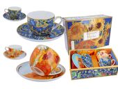 Kpl. 2 filiżanek ze spodkami V. van Gogh, Słoneczniki i Irysy CARMANI