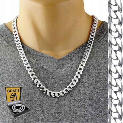 Łańcuszek SREBRO pr.925 Męski Srebrny 9mm GRUBY WŁOSKI Łańcuch Diamentowany na Arena.pl