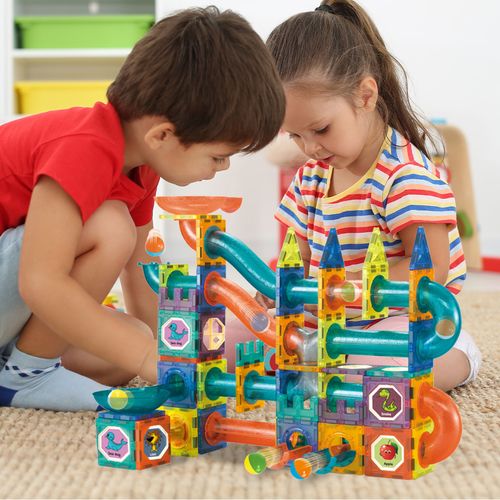 Klocki Magnetyczne Konstrukcyjne Świecące 3D Tor Kulkowy 110 elementów na Arena.pl