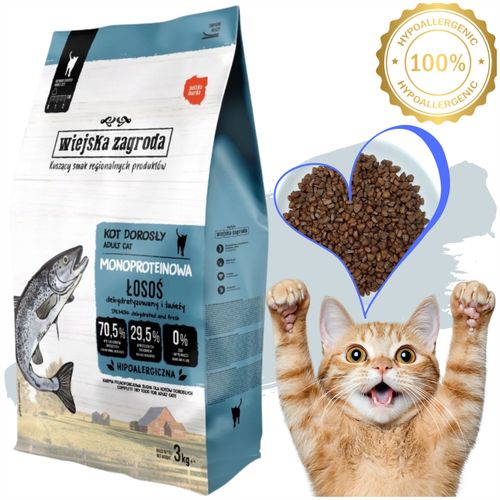 sucha karma dla kota wiejska zagroda monobiałkowa łosoś 3 kg hipoalergiczna na Arena.pl