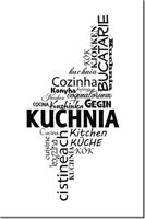 90 60CM OBRAZ NAPIS ...KUCHNIA WIELU JĘZYKACH DRUK PŁÓTNO RAMA