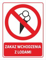 Naklejka ZAKAZ WCHODZENIA Z LODAMI 20x15 cm