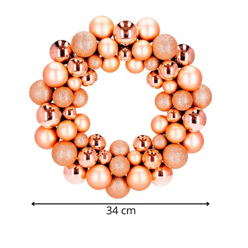 Wieniec świąteczny z bombek, wianek na drzwi 34 cm stroik, złoty na Arena.pl
