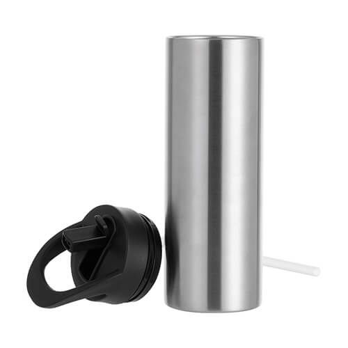 Bidon - butelka na napoje 600 ml z pokrywką z uchwytem do sublimacji - srebrna na Arena.pl