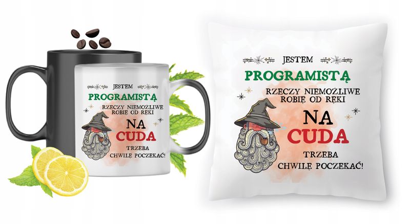 Dla Programisty Zestaw Kubek Magiczny + Poduszka Z Nadrukiem Ze Zdjęciem zdjęcie 1