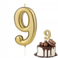 ŚWIECZKA URODZINOWA CYFERKA 9 ZŁOTA METALICZNA CYFRA NA IMPREZĘ URODZINOWĄ