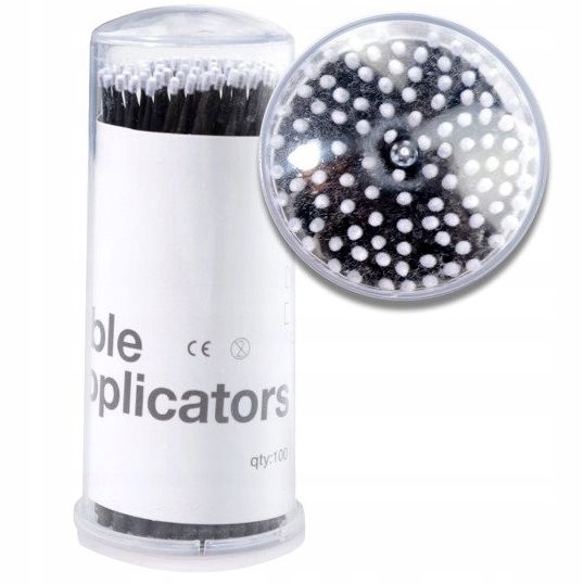 Aplikatory Bezwłókienkowe Do Rzęs Czarne 1.2mm 100 zdjęcie 1