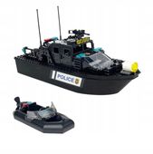 Klocki Motorówka Policyjna z Pontonem - Klocki Konstrukcyjne 92 el. PREZENT