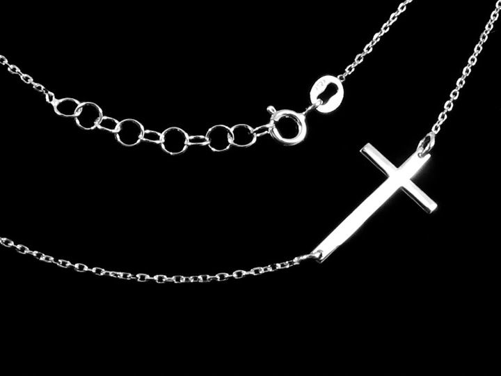 ŁAŃCUSZEK NASZYJNIK CELEBRYTKA KRZYŻYK ZE SREBRA PRÓBY 925 RODOWANEGO zdjęcie 3