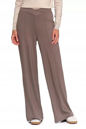 Spodnie Damskie z Szeroką Nogawką BRĄZOWY Wiskoza Eleganckie MORAJ - S na Arena.pl