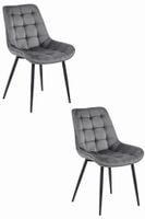 Krzesło tapicerowane BERA ciemny szary welur czarne nogi do jadalni x2
