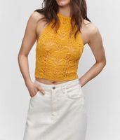 Top szydełkowy z dekoltem halter L
