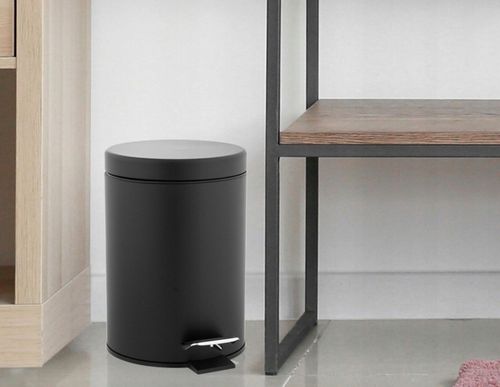 Kosz na śmieci Z PEDAŁEM OTWIERANIA do łazienki toalety WC czarny mat 3l na Arena.pl