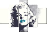 70 100CM OBRAZ 5 ELEM MARILYN MONROE TURKUSOWYMI USTAMI DRUK PŁÓTNO