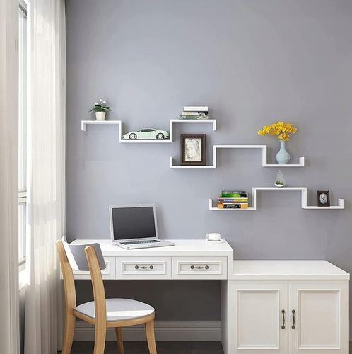 Półka Wisząca Ścienna Zestaw 3 Półek na Książki do Salonu Biała na Arena.pl