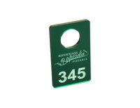 brelok do kluczy, numerek do szatni, plexi zielona przeźroczysta 3x6cm