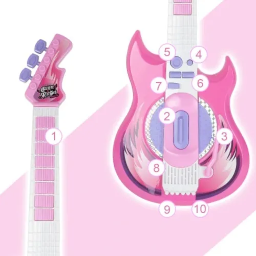 GITARA ELEKTRYCZNA ROCKOWA Z MIKROFONEM NA STATYWIE KARAOKE DLA DZIECI na Arena.pl