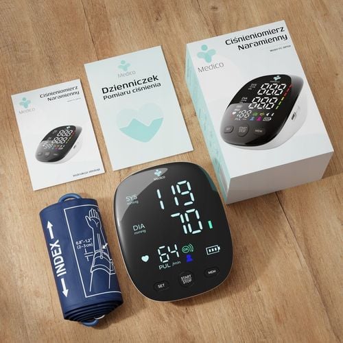 CIŚNIENIOMIERZ NARAMIENNY MEDICO ARYTMIA, EKRAN LED,USB, DZIENNICZEK GRATIS na Arena.pl