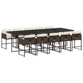 11-cz. zestaw mebli ogrodowych, poduszki, brązowy, rattan PE