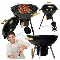 GRIL OGRODOWY DOMOWY NA BALKON TARAS Z POKRYWĄ POPIELNIKIEM NA KÓŁKACH