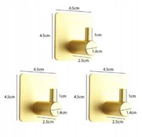WIESZAK ŁAZIENKOWY komplet METALOWY Złoty 3szt