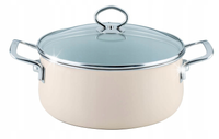 RIESS Garnek z pokrywą 4,0l 24cm Avorio Riess EMALIA KWARCOWA AUSTRIA