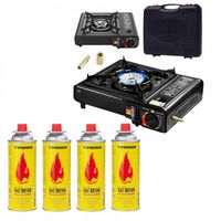 Kuchenka gazowa turystyczna polowa biwak grill + 4 gaz do kuchenki