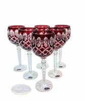 Rubinowe kryształowe kieliszki do wina 280ml Krata Oliwka