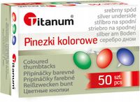 ZESTAW PINEZEK METALOWYCH mix kolorów 50 sztuk x10 opakowań TITANUM PINEZKI