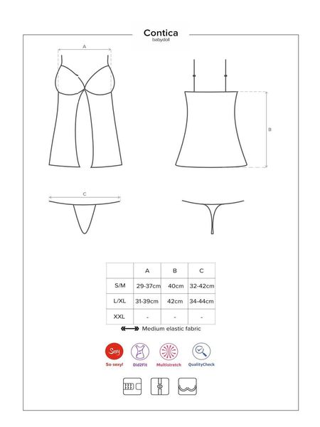 Contica babydoll i stringi czarne Obsessive S/M zdjęcie 5