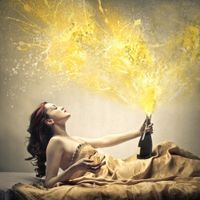 FOTOTAPETA KOBIETA SZAMPAN KIELISZEK 260x180