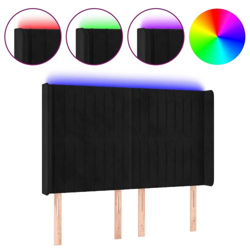 Zagłówek do łóżka z LED, czarny, 147x16x118/128 cm, aksamit na Arena.pl