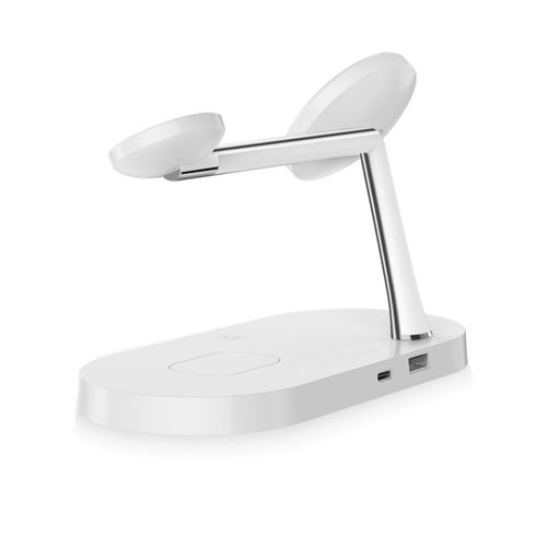 3w1Ładowarka indukcyjna na smartfon słuchawki smartwatch z MagSafe - biała na Arena.pl