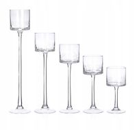 Świeczniki szklane krakla 40/35/28/22/18 ZESTAW 5 szt.