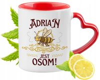 Dla Adriana Kubek Czerwony Z Uszkiem W Kształcie Serca Na Prezent