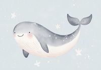 Plakat 100x70cm Wzory dla Dzieci, Dziewczynki i Chłopca - Wieloryb