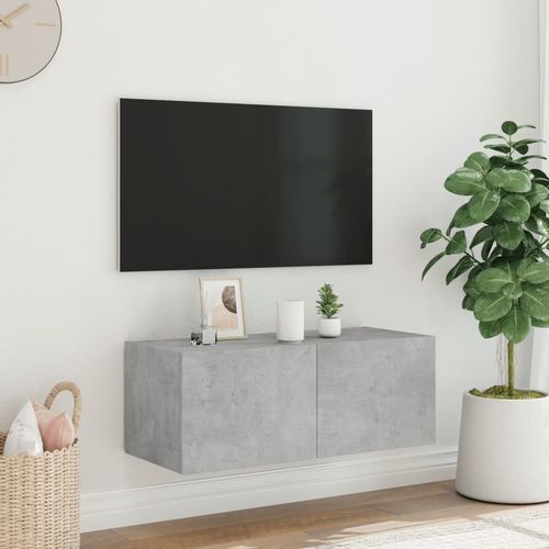 Ścienna szafka TV z LED, szarość betonu, 80x35x31 cm na Arena.pl