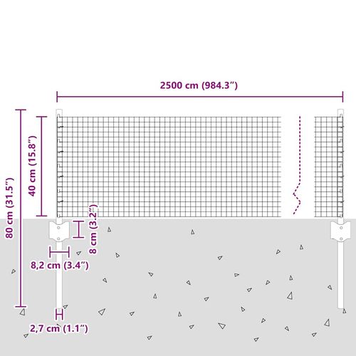 Ogrodzenie z słupkami Zielony 0.4 x 25 m Stal na Arena.pl