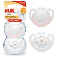 NUK Smoczek uspokajający silikonowy GENIUS STAR 0-6m 2 sztuki GIRL
