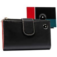 średniej wielkości pojemny portfel skórzany w czarnym kolorze - peterson